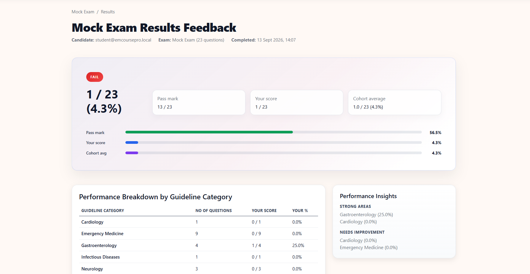 EM Courses student portal preview